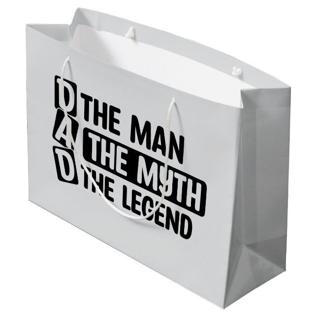 Cool Dad man myth legend word art  Large Gift Bag (Back Angled)