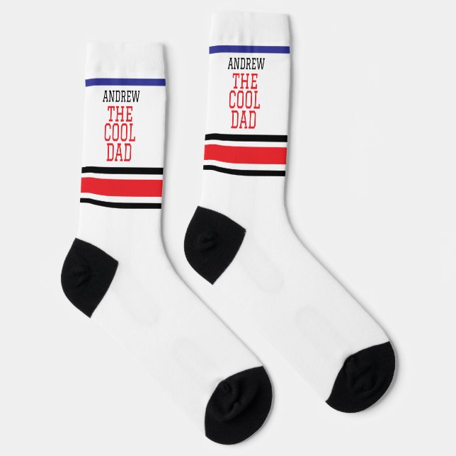 Cool Dad Personalized Red Blue White  Socks (Right)