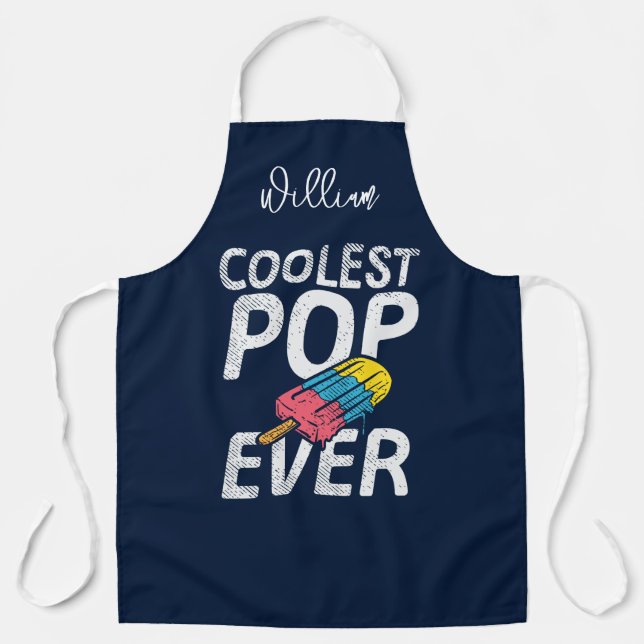 Cool Dad Summer BBQ Grill Pop Personalized Apron (Front)