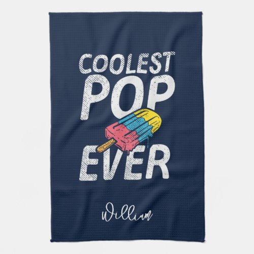 Cool Dad Summer BBQ Grill Pop Personalized Kitchen Towel