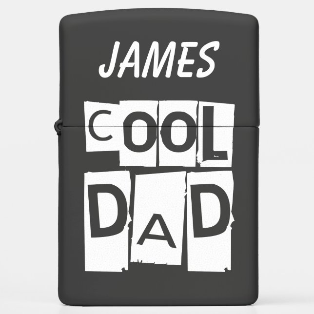 Cool Dad Typography with Custom Name Zippo Lighter (Front)