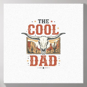 Cool Dad Western Longhorn Skull Vintage Shirt Desi Canvas Photo Tile