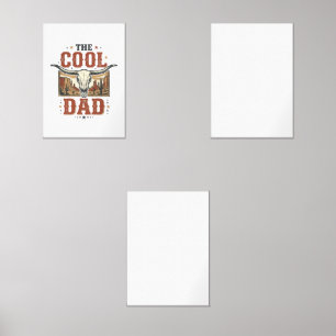 Cool Dad Western Longhorn Skull Vintage Shirt Desi Wall Art Sets