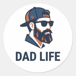 Cool Dad with Cap Sunglasses Classic Round Sticker