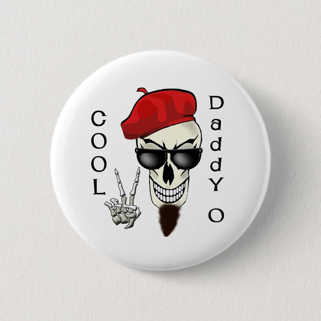 Cool Daddy - O Beatnik Skull Button (Front)