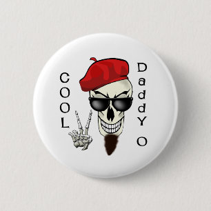 Cool Daddy - O Beatnik Skull Button