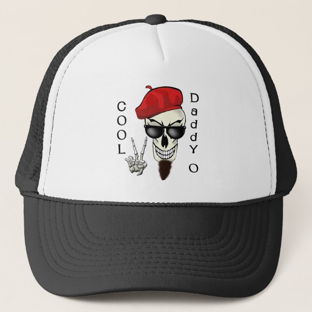 Cool Daddy - O Beatnik Skull Trucker Hat (Front)