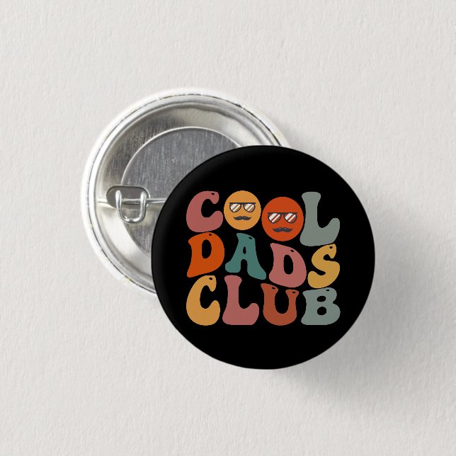 Cool Dads Club Dad Father's Day Retro Groovy Button (Front & Back)