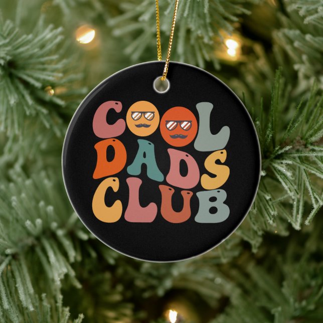 Cool Dads Club Dad Father's Day Retro Groovy Ceramic Ornament (Tree)