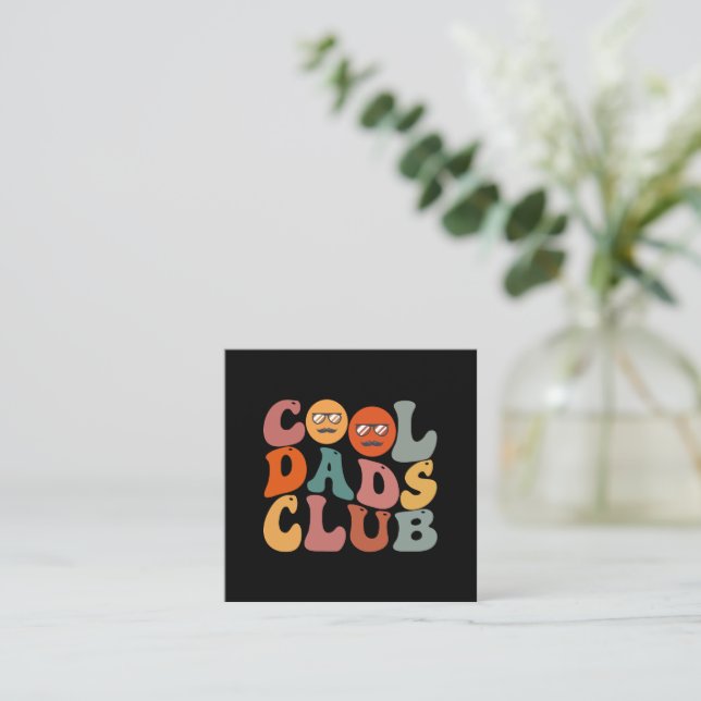 Cool Dads Club Dad Father's Day Retro Groovy Square Business Card (Standing Front)