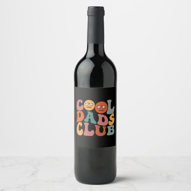 Cool Dads Club Dad Father's Day Retro Groovy Wine Label (Front)