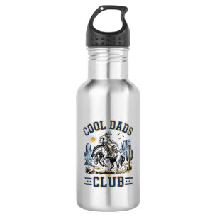 Cool Dads Club Vintage Cowboy Western Shirt Design Stainless Steel Water Bottle