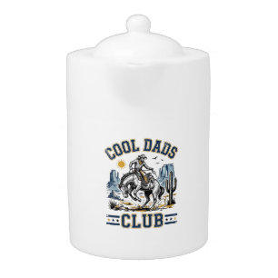 Cool Dads Club Vintage Cowboy Western Shirt Design Teapot