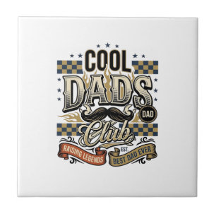 Cool Dads Club Vintage Engraving Dad Shirt Design_ Ceramic Tile