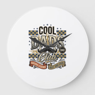 Cool Dads Club Vintage Engraving Dad Shirt Design_ Large Clock