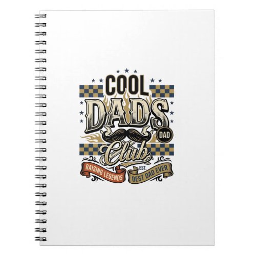 Cool Dads Club Vintage Engraving Dad Shirt Design_ Notebook