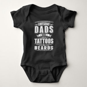 Cool Dads Tattoo Beard Mustache Inked Father Baby Bodysuit