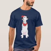 Cool Dalmatian with Red Winter Hat and Shawl T-Shirt