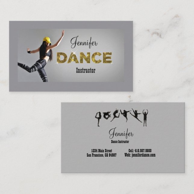 Cool Dance Instructor Business Cards (Front/Back)