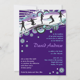 Cool Dance Party Bar Bat Mitzvah Jewish Invitation