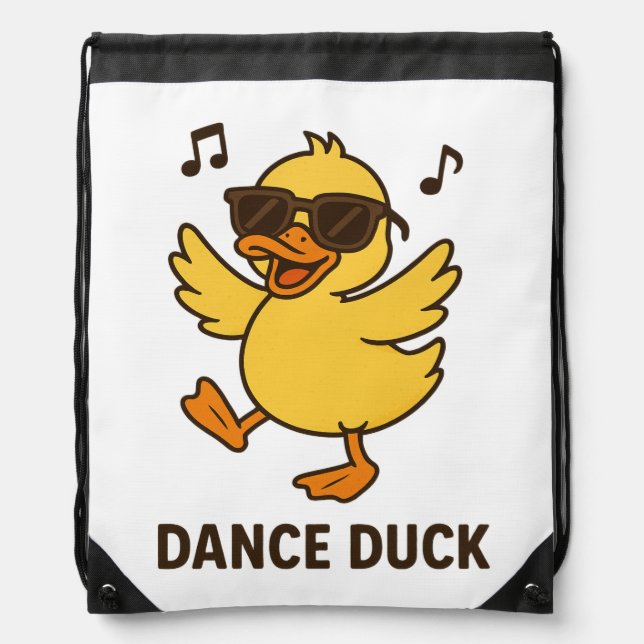 Cool Dancing Duck Drawstring Bag (Front)