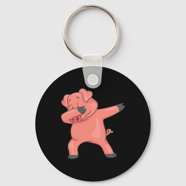 Cool Dancing Farm Animals Fans Holiday Art Dabbing Keychain (Front)