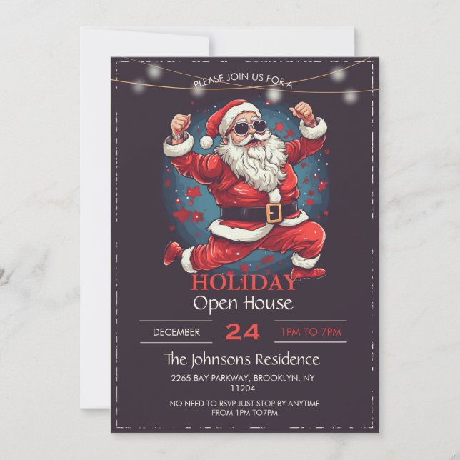 Cool dancing Santa Claus Illustration Invitation (Front)