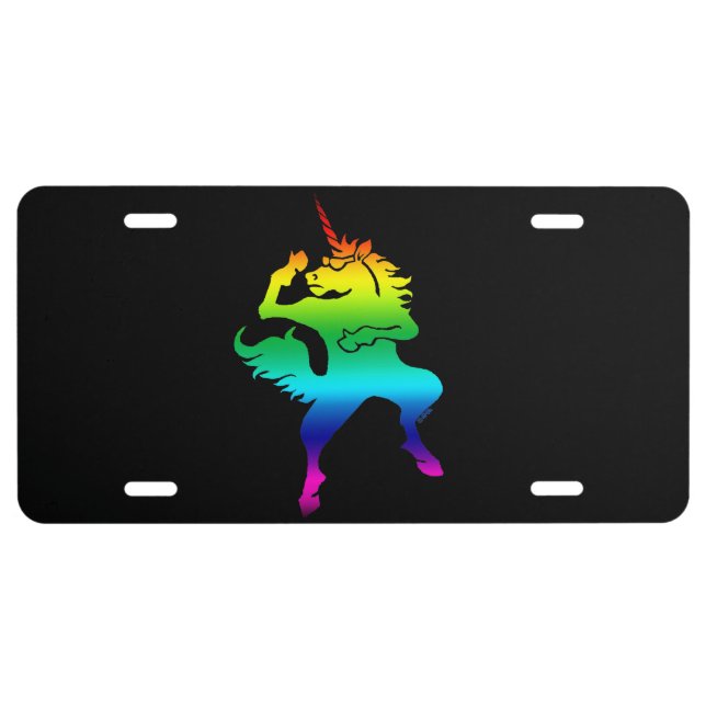 Cool dancing unicorn license plate (Front)