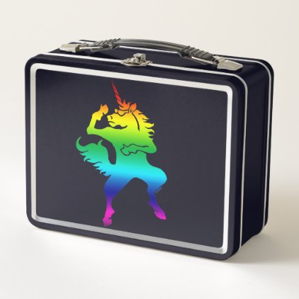 Cool dancing unicorn metal lunch box