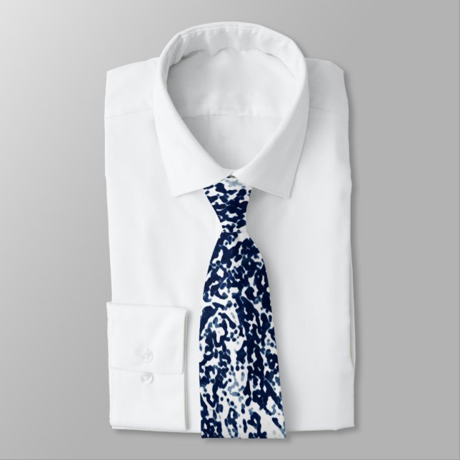 Cool Dark Blue Abstract Pattern Tie (Tied)