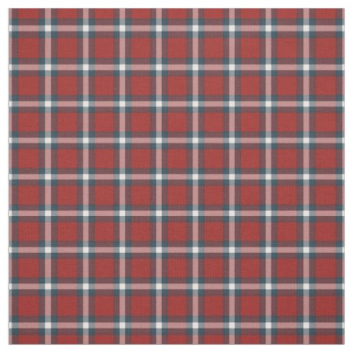 Cool Dark Blue White Red Lumberjack Plaid Pattern Fabric