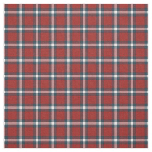 Cool Dark Blue White Red Lumberjack Plaid Pattern Fabric