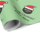 Black Santa Claus Sparkle Aesthetic Christmas Red Wrapping Paper