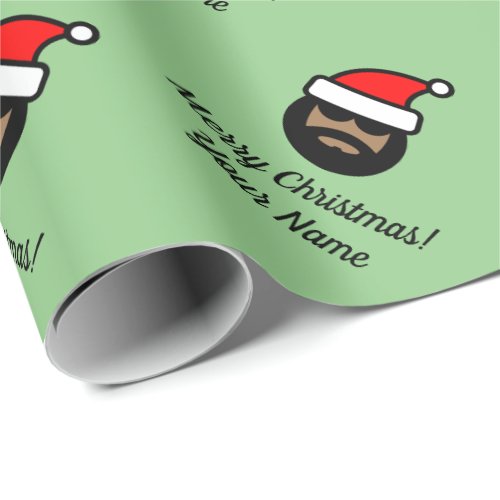 Cool dark brown skin Santa Claus Christmas Holiday Wrapping Paper