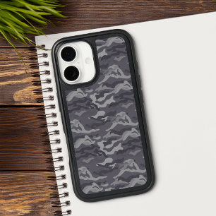 Cool Dark Gray Camo Pattern iPhone 16 Case