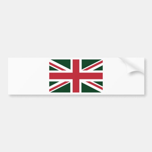 Cool Dark Green Red Union Jack BritishUK Flag Bumper Sticker