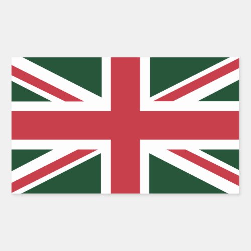 Cool Dark Green Red Union Jack BritishUK Flag Rectangular Sticker