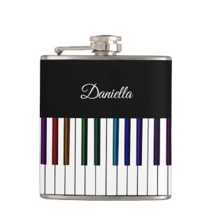 Cool Dark Psychedelic Piano Keyboard Music Flask