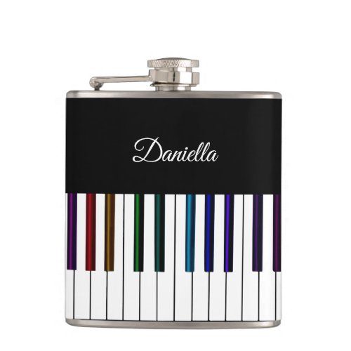 Cool Dark Psychedelic Piano Keyboard Music Flask