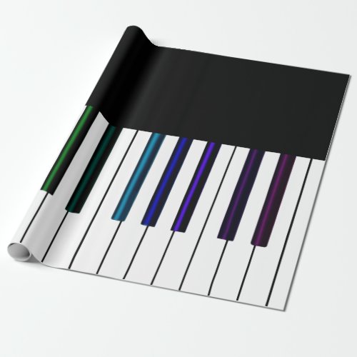 Cool Dark Psychedelic Piano Keys Wrapping Paper