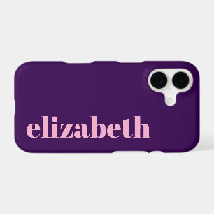 Cool Dark Purple and Light Pink Name Template iPhone 17 Case