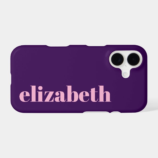 Cool Dark Purple and Light Pink Name Template iPhone Case (Back Horizontal)