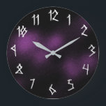 Cool Dark Purple Black Gothic Style Large Clock<br><div class="desc">Looking for a cool 'goth' themed gift for someone?
How about this dark purple and black 'Gothic' style large wall clock with cool looking white numbers?
Very unique!
(Also available in square.)</div>