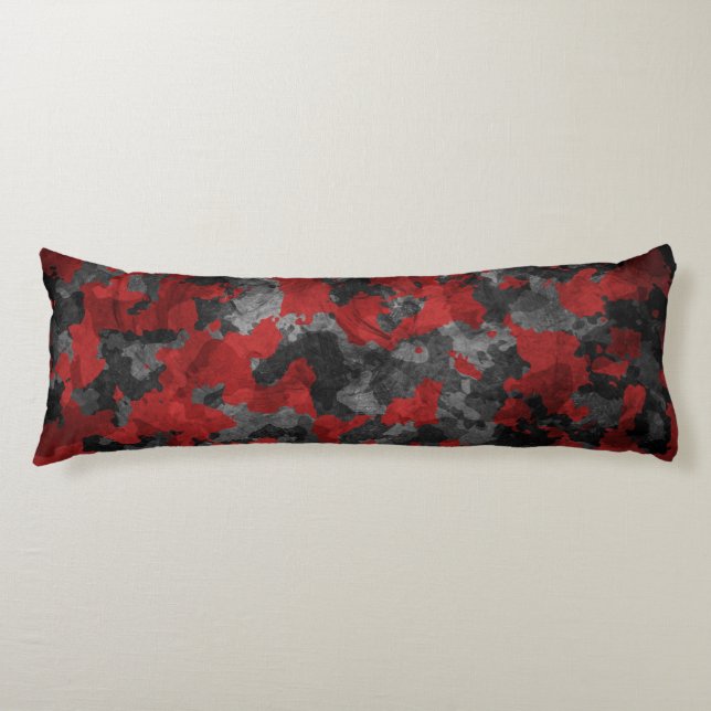 Cool Dark Red Camo Body Pillow (Front)