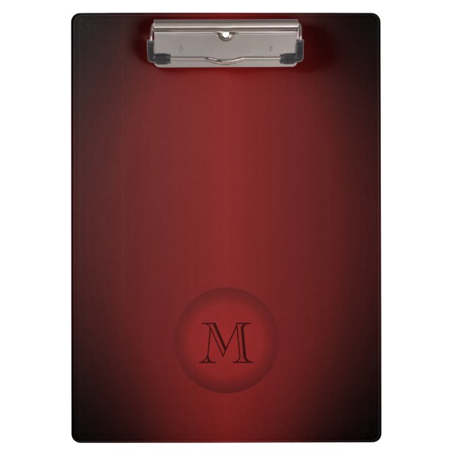 Cool Dark Red Gradient Monogram Minimal Clipboard (Front)