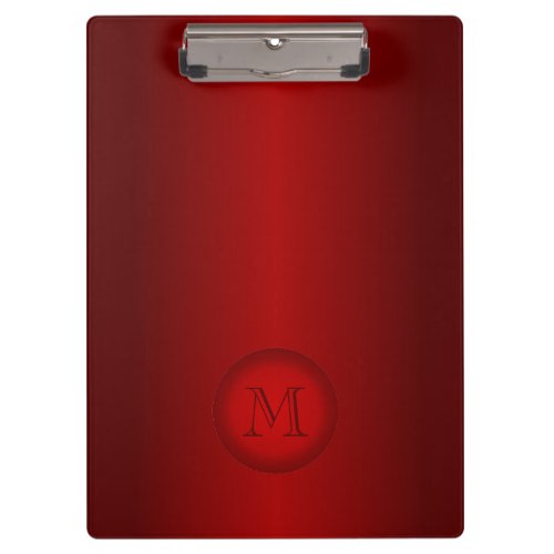 Cool Dark Red Gradient Simple Monogram Clipboard