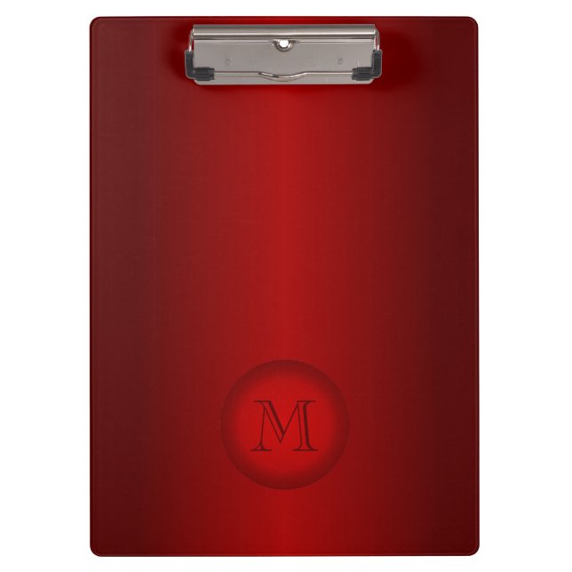 Cool Dark Red Gradient Simple Monogram Clipboard (Front)