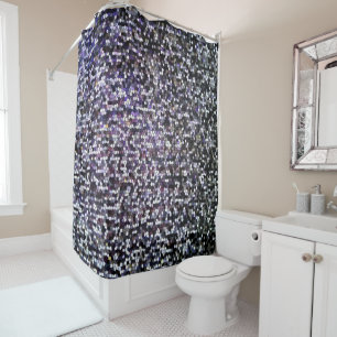 Cool Dark Silver Stained Glass Mosaic Pattern Shower Curtain