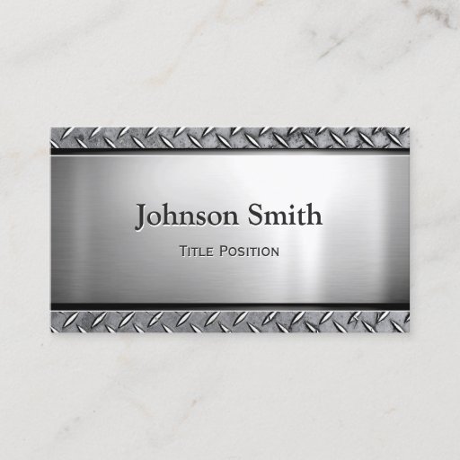 Customizable Cool Dark Stainless Steel with Diamond Metal Look Business Card Template
