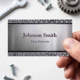 Cool Dark Stainless Steel with Diamond Metal Look Business Card